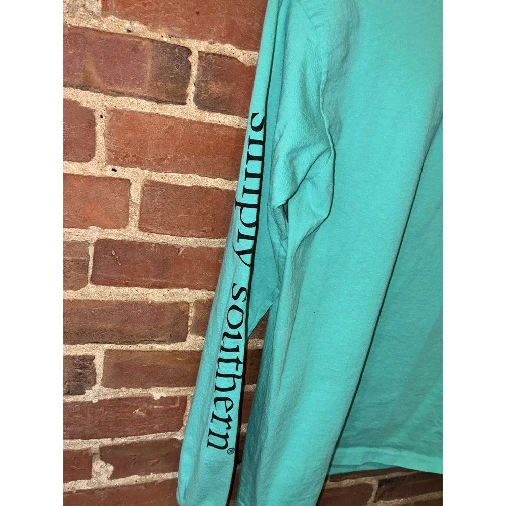Simply Southern Teal Long Sleeve Graphic Tee‎ Turtle Logo